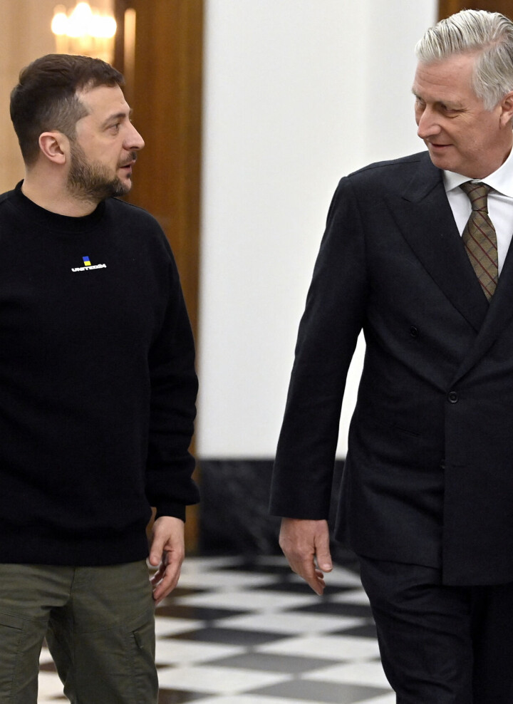 Ukraine president Volodymyr Zelensky and King Philippe - Filip of Belgium pictured ahead of a diplomatic meeting at the Royal Palace in Brussels on Thursday 09 February 2023. Ukraine President Zelensky is visiting Brussels to address the Summit of European Government leaders. ERIC LALMAND/Pool via REUTERS Ukraine president Volodymyr Zelensky and King Philippe - Filip of Belgium pictured ahead of a diplomatic meeting at the Royal Palace in Brussels on Thursday 09 February 2023. Ukraine President Zelensky is visiting Brussels to address the Summit of European Government leaders. ERIC LALMAND/Pool via REUTERS