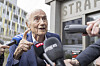 Sepp Blatter speaks to reporters outside the special appeals court in Muttenz after the verdict.